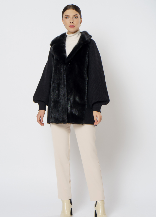 фото Короткий кардиган черного цвета модель № 2021-1/2