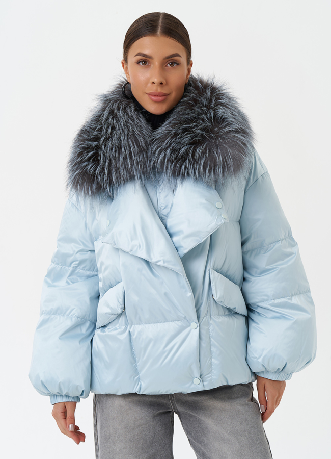 Куртка с мехом енота модель № 28831 в кредит