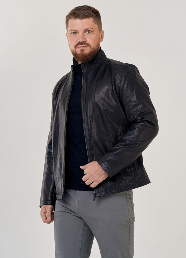 Кожаная куртка на молнии  модель № 23142, 80782 универмаг малина