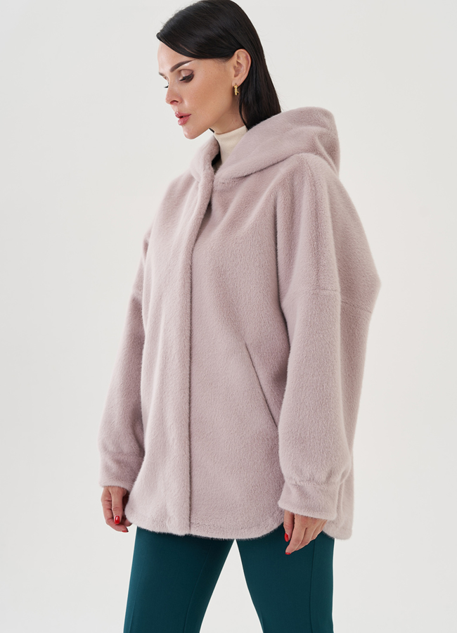 Женское полупальто с капюшоном  модель № 24723 в кредит