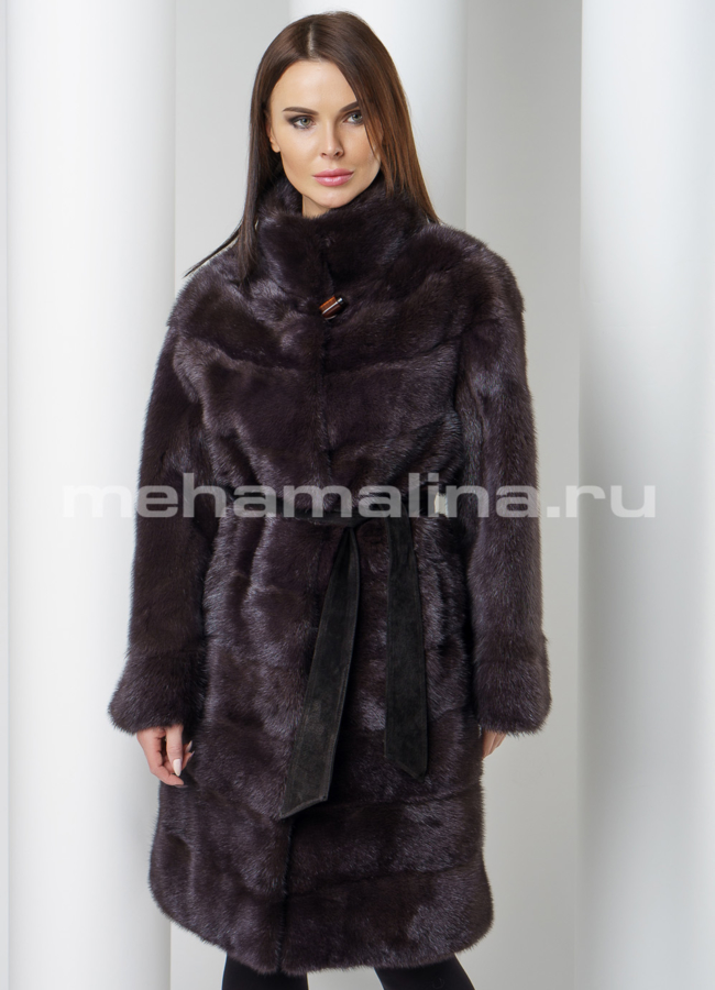 Норковая шуба цвет шоколад модель № S-560 универмаг малина