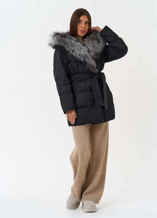 Пуховик с мехом чернобурки модель № 28856 в рассрочку