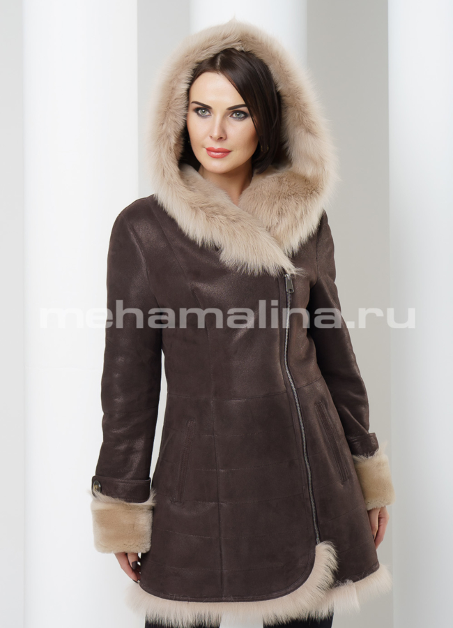 Дубленка OKSA модель № 015 меха малина
