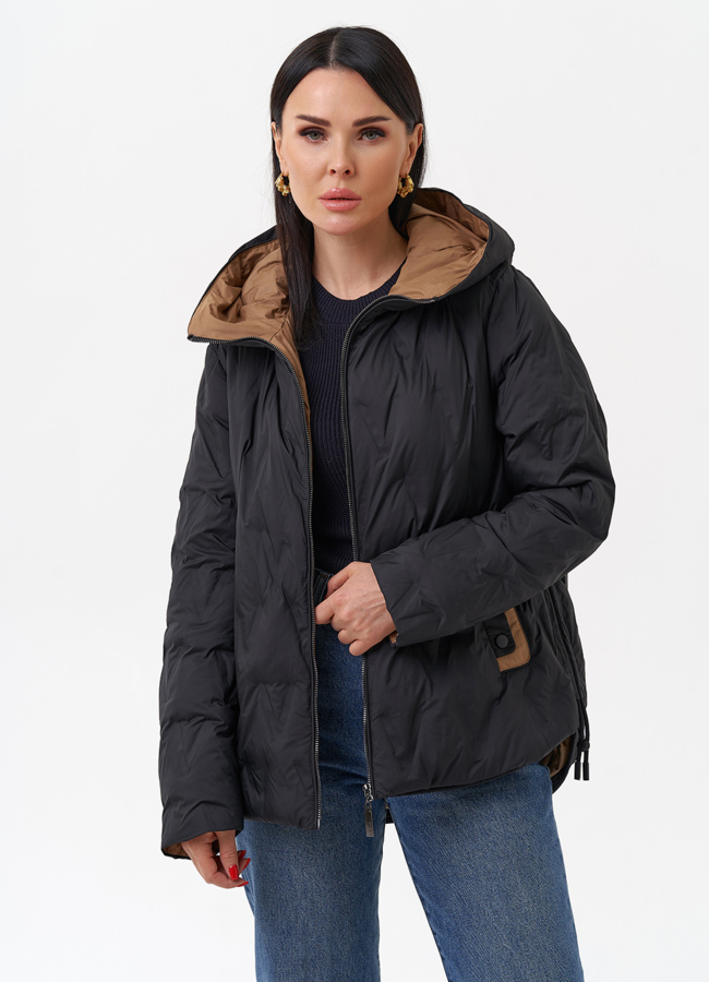 Женская утепленная куртка с капюшоном модель № 29941 меха малина