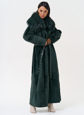 Женская двусторонняя дубленка из меха овчины Cortos с поясом из кожи питона