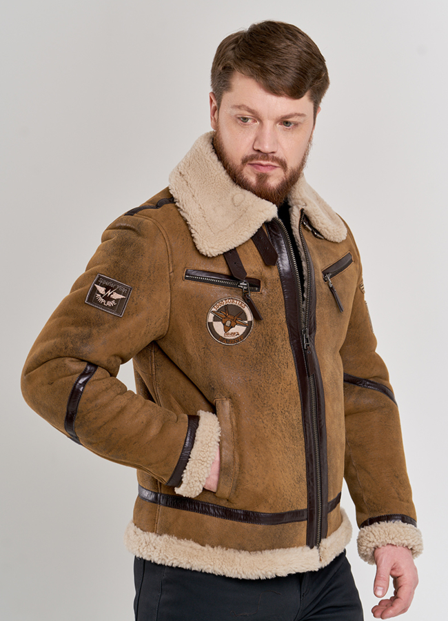 Дубленка пилот мужская  модель № DM-129 в кредит