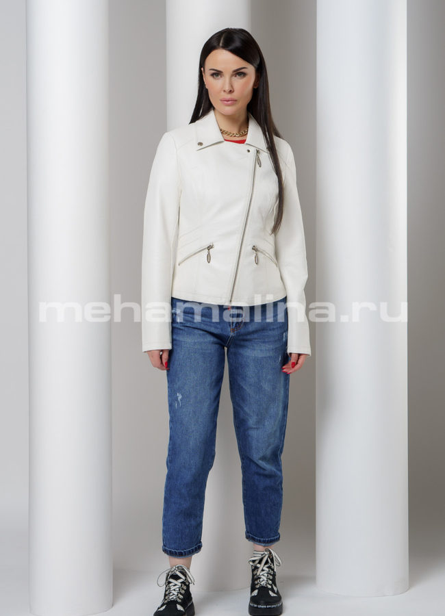Куртка-косуха белая  модель № 1600 в рассрочку