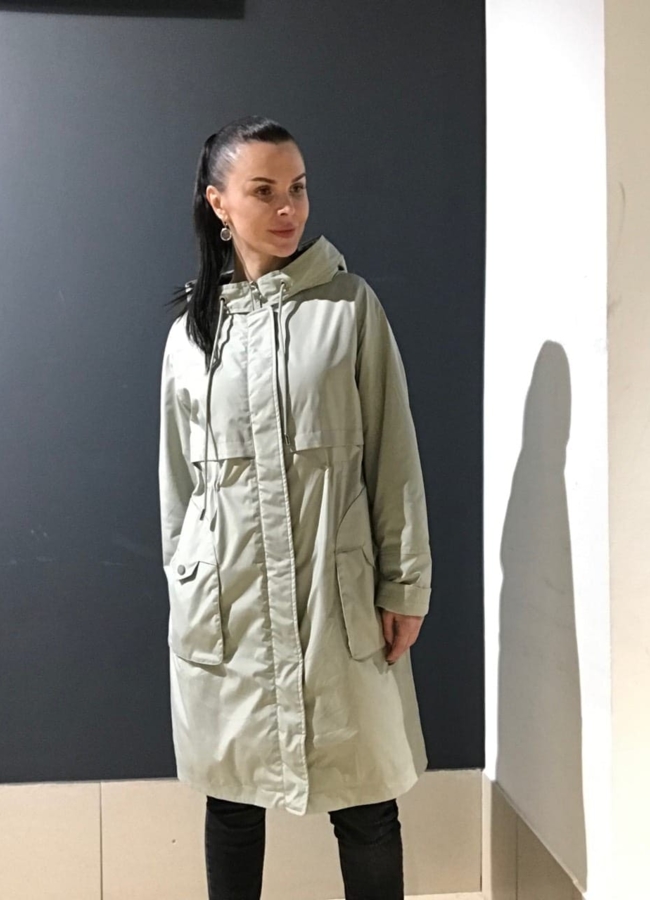 Плащ женский в фисташковом цвете модель № 372 в рассрочку