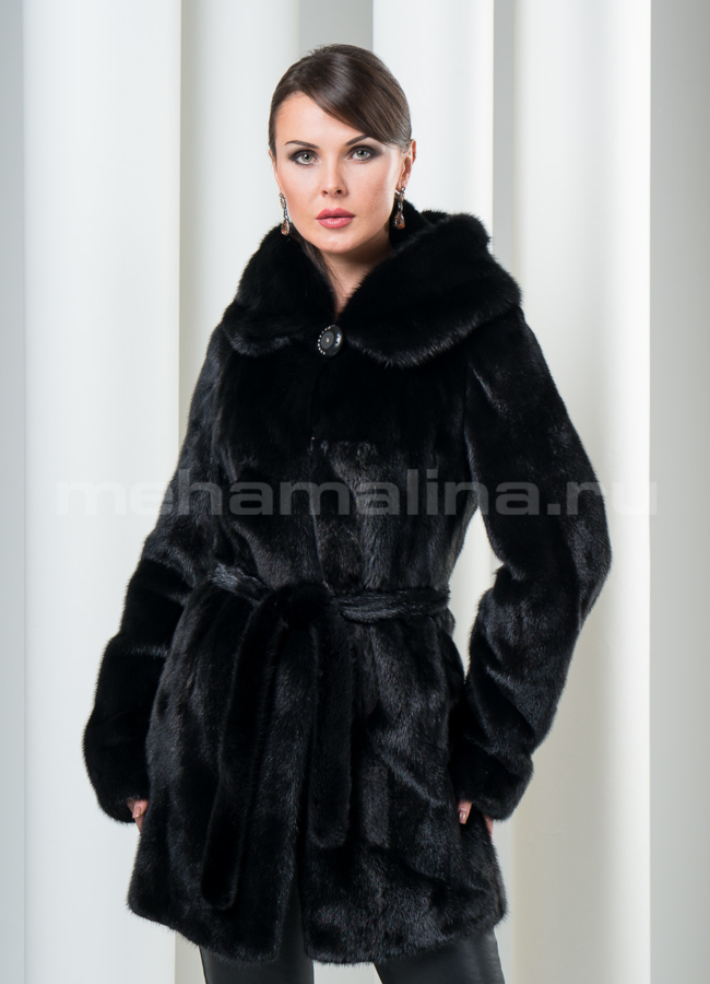 Шуба норка Scanblack модель № S-106 меха малина Шуба норка Scanblack модель № S-106 меха малина