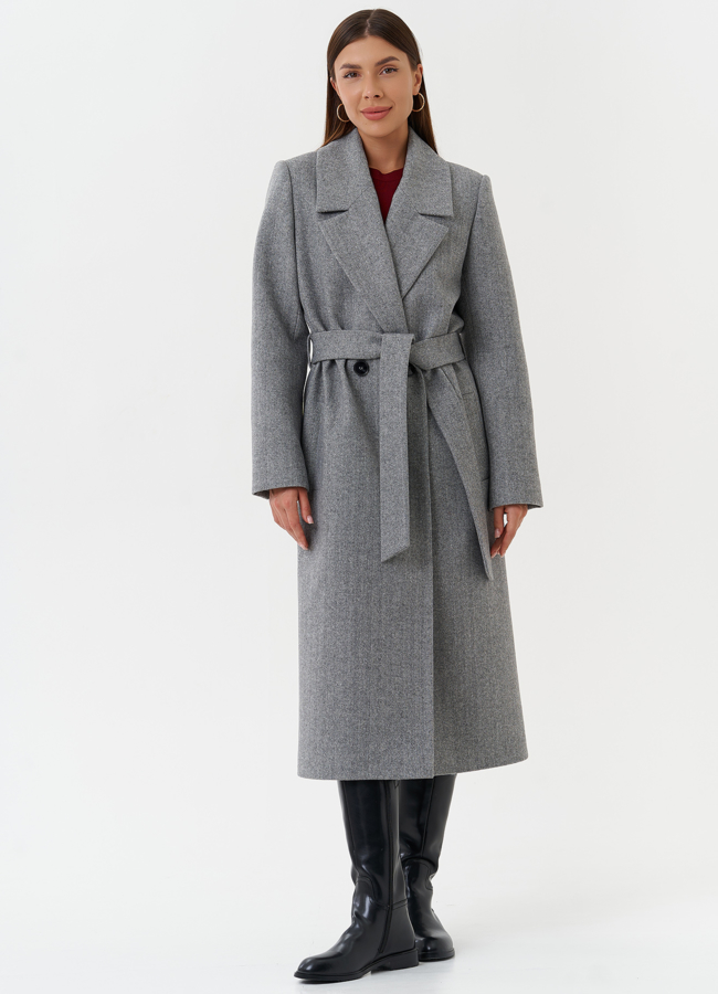 Женское пальто с английским воротником модель № 28082 меха малина