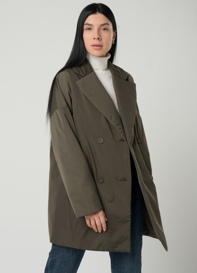 Женское двубортное полупальто с поясом модель № 21160 универмаг малина