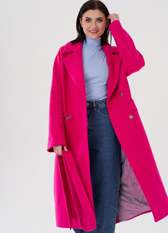 Женское пальто в цвете фуксия модель № 24294 универмаг малина