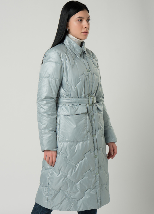 Удлиненное пальто с отложным воротником в светло-зеленом цвете модель № 22331 универмаг малина