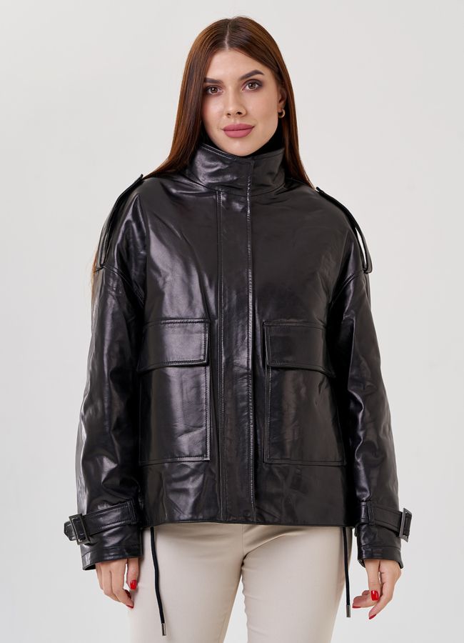 Куртка из кожи с мехом модель № 79226 универмаг малина