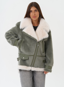 Эко дубленка с английским воротником