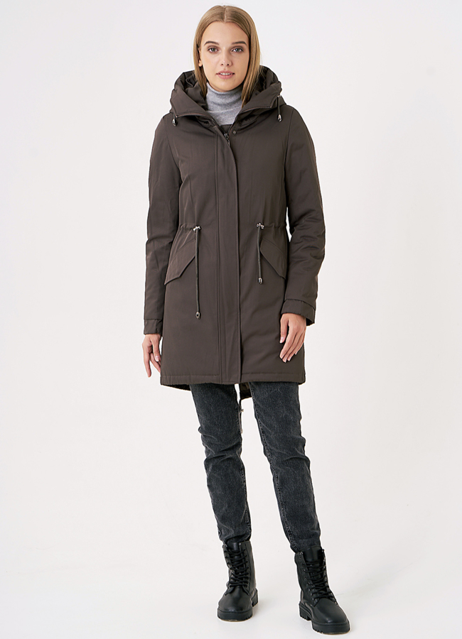 Парка с капюшоном с меховой отделкой  модель № 21801 универмаг малина