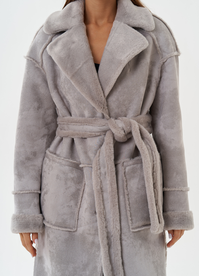 Двухсторонняя эко дубленка с английским воротником модель № 27774 универмаг малина