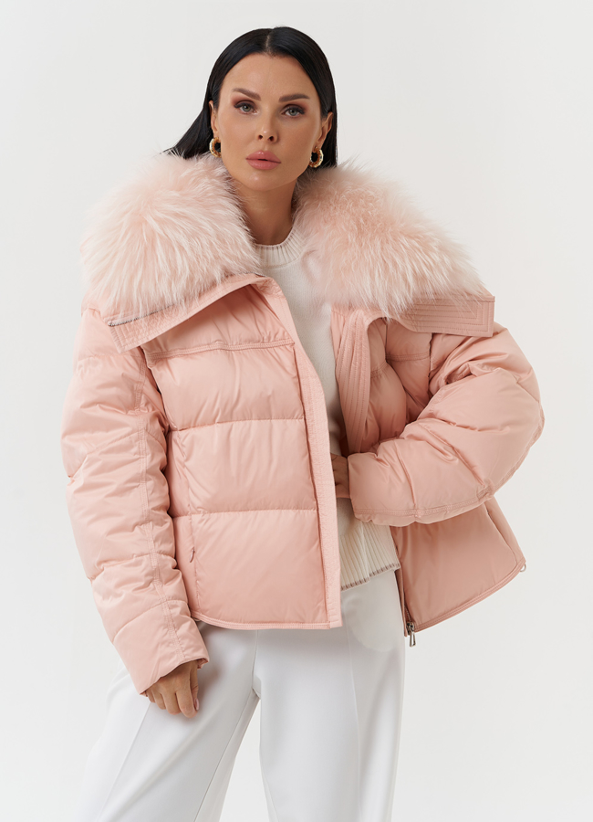 Оверсайз куртка с мехом песца модель № 28575 универмаг малина