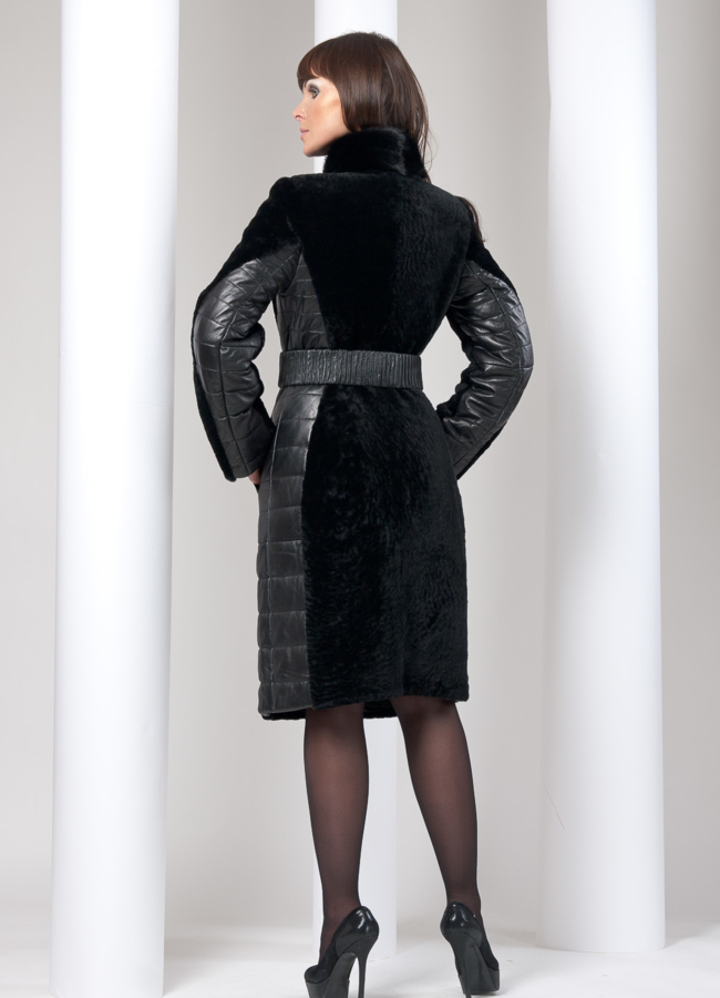 Шуба Астраган с норковой стоечкой модель № S-2 в кредит