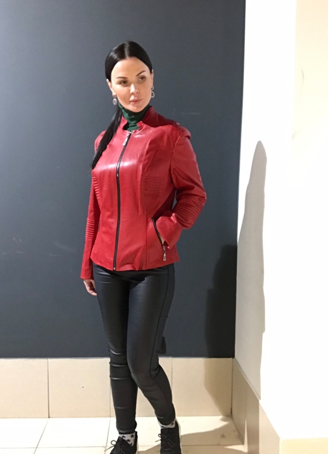 Куртка женская из эко кожи на молнии модель № 7990 в кредит