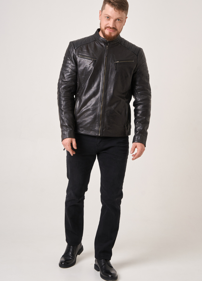 Куртка из натуральной кожи на молнии модель № 771 в рассрочку