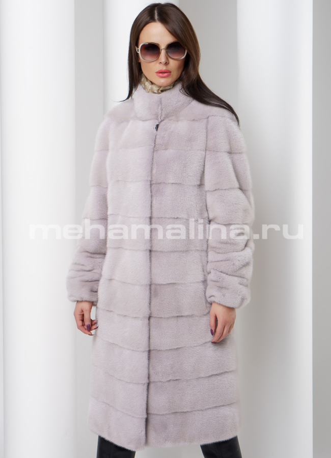 Шуба из скандинавской норки модель № S-514 меха малина