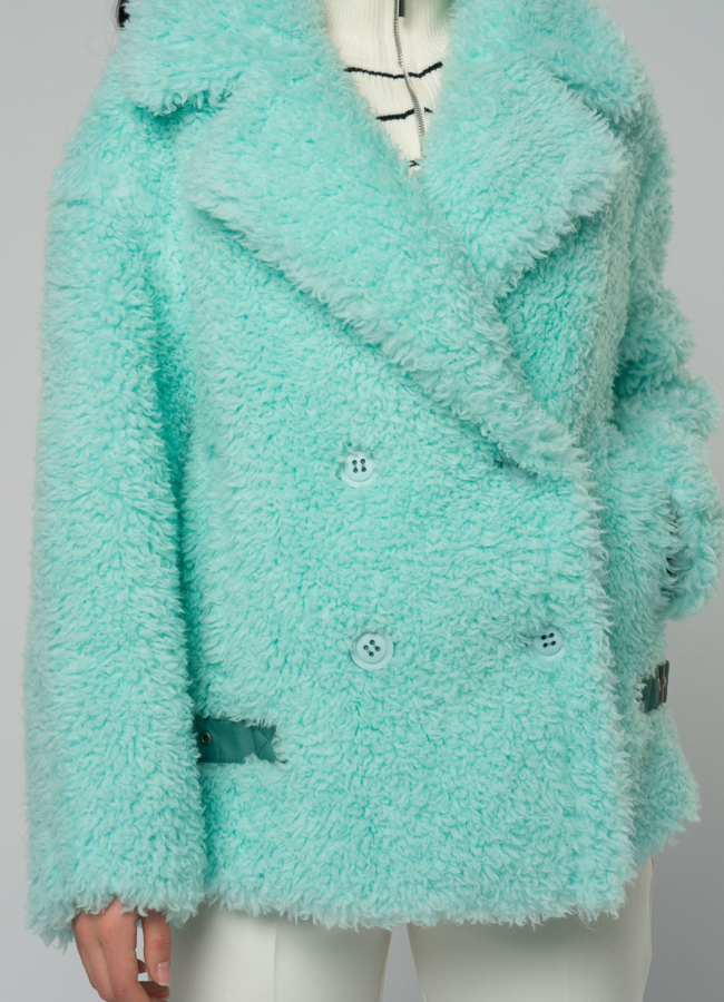 Куртка из эко меха в голубом цвете модель № 21997 универмаг малина