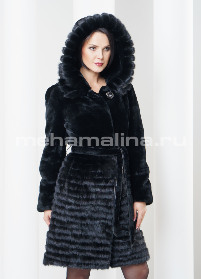 Шуба из мутона, цвет черный модель № S-300 в кредит