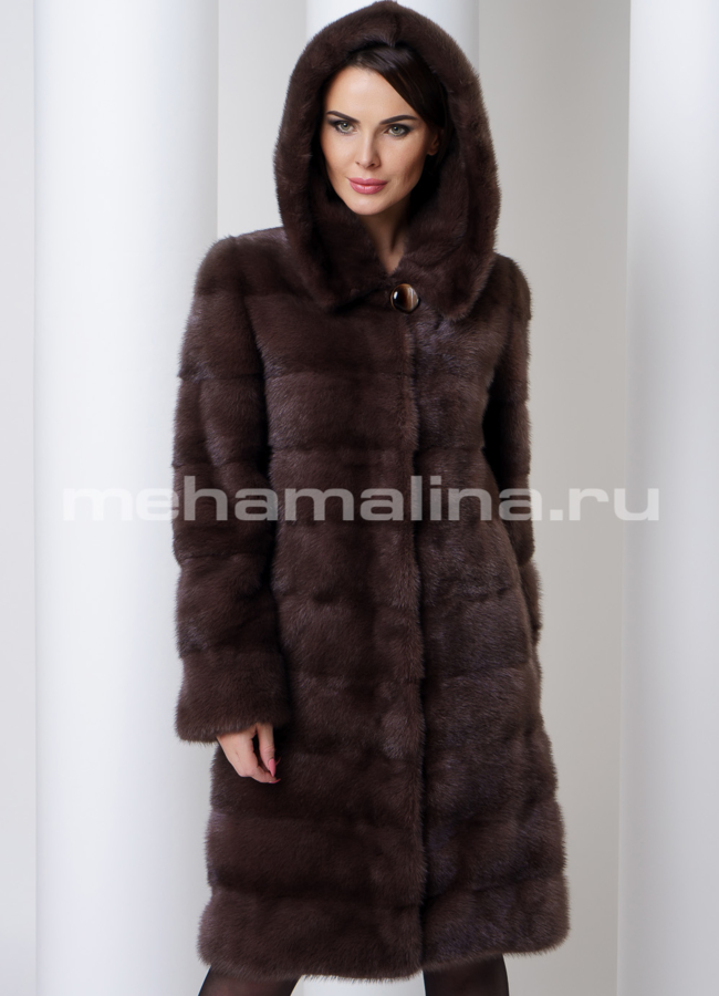 Шуба из норки модель № S-554 меха малина