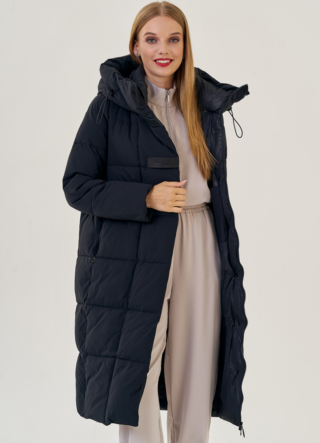 Пуховик женский черного цвета  модель № 23171 универмаг малина