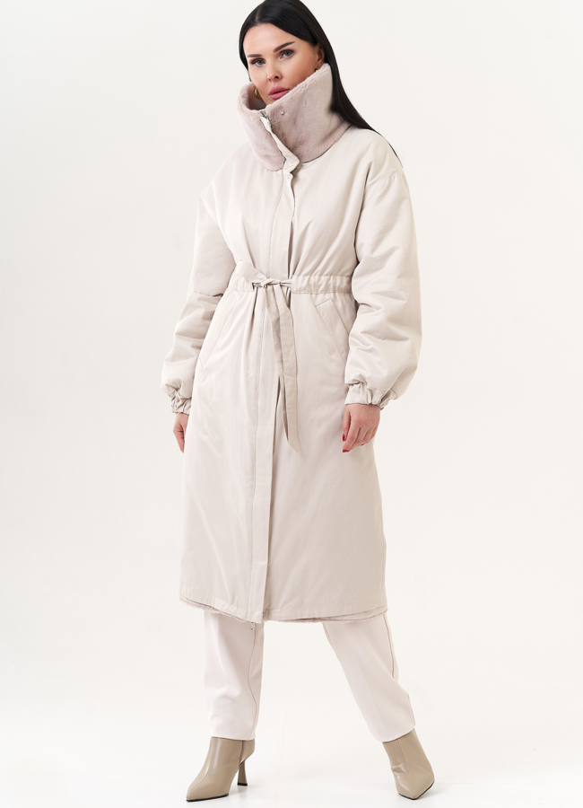 фото Двухсторонее пальто из эко меха модель № 25586