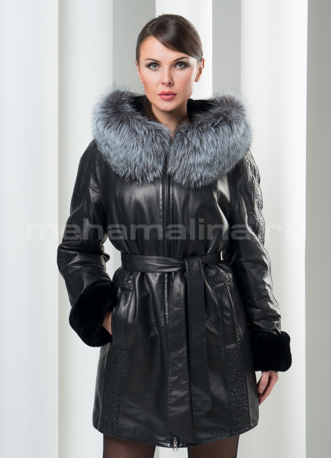 Кожаный плащ на мутоне модель № K-174 в рассрочку