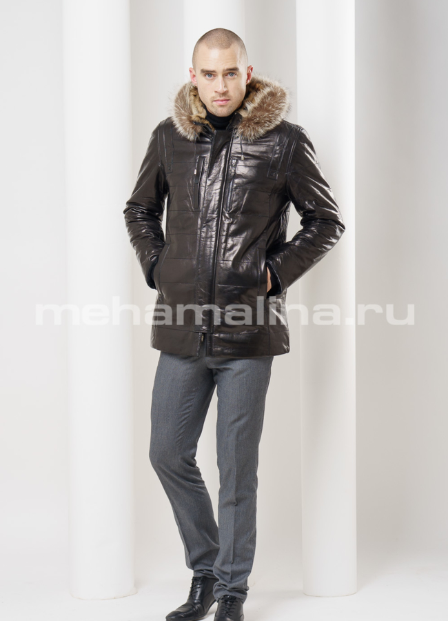 Дубленка мужская с капюшоном модель № DM-99 универмаг малина