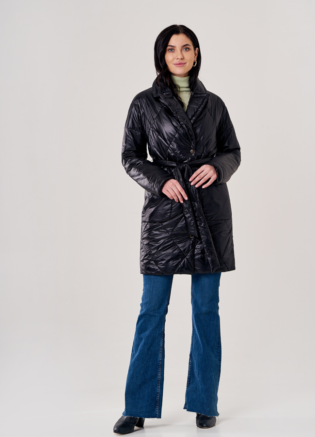 фото Пальто укороченное демисезонное черного цвета модель № 20493