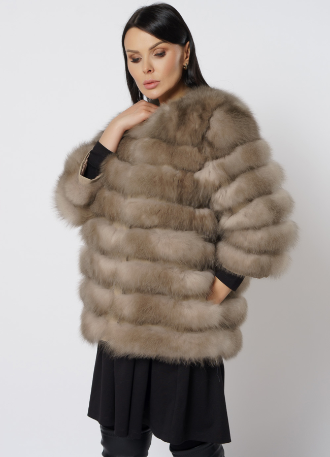 Удлиненная шуба из песца модель № 21724 универмаг малина