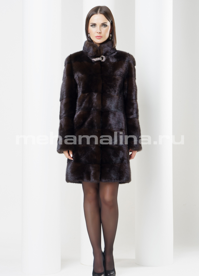 Шуба из норки, воротник стойка модель № S-433 в рассрочку