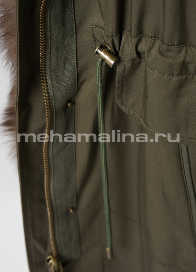 Парка в цвете хаки с капюшоном отделка песец модель № 1813 универмаг малина