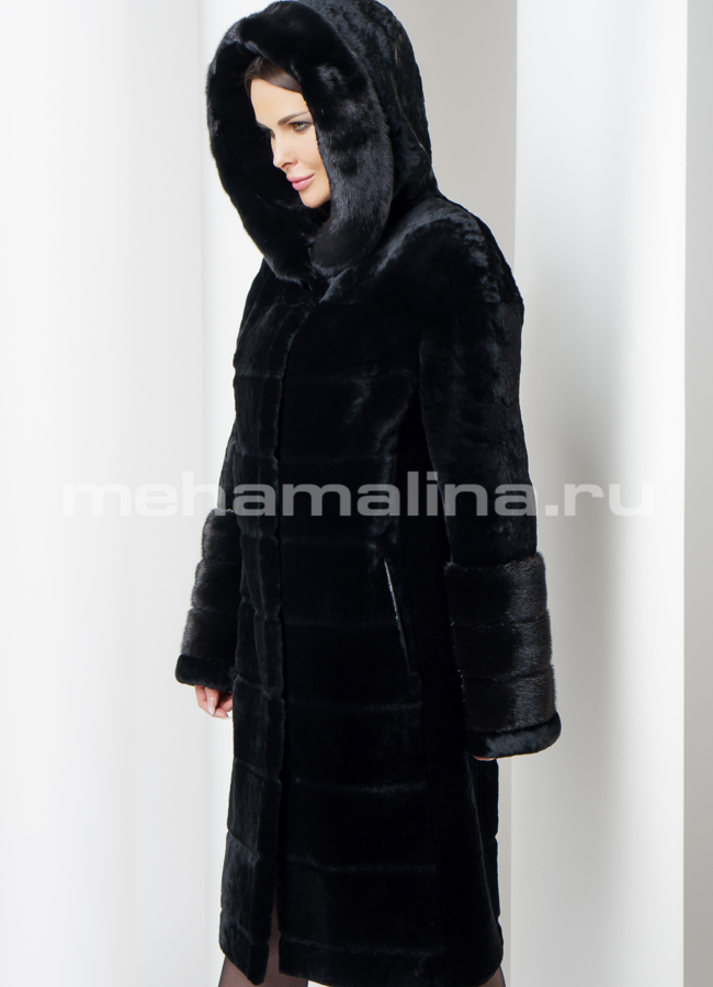 Шуба с капюшоном модель № S-560 универмаг малина