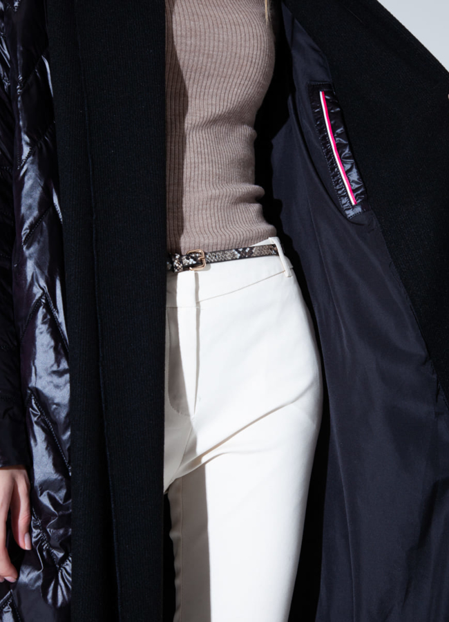 Комбинированное пальто черного цвета модель № 828 универмаг малина