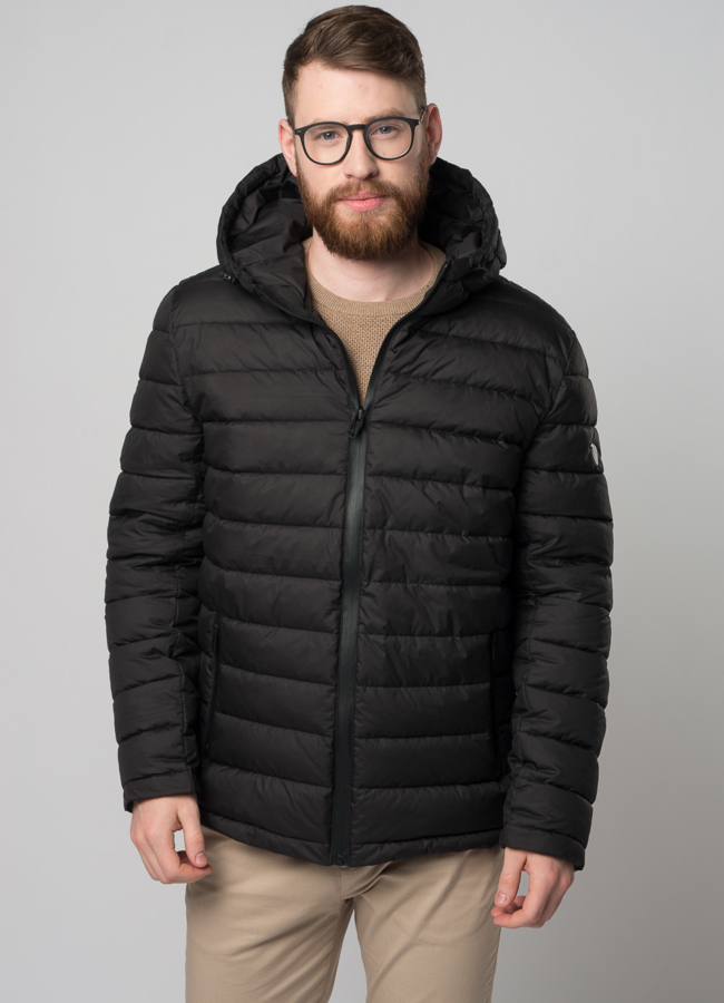 Мужская утепленная куртка с капюшоном модель № M9033 меха малина