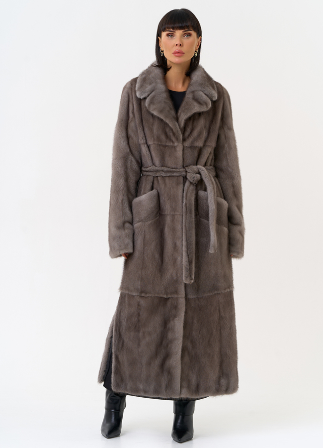 Длинная шуба из меха норки с английским воротником модель № 31598 универмаг малина Длинная шуба из меха норки с английским воротником модель № 31598 универмаг малина