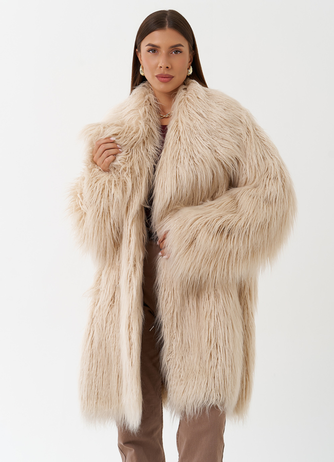 Женское полупальто из эко меха под ламу модель № 28545 универмаг малина