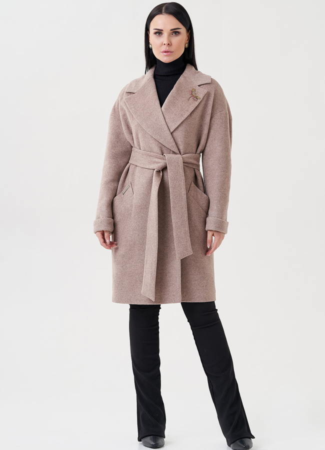 фото Женское пальто в коричневом цвете модель № 23961