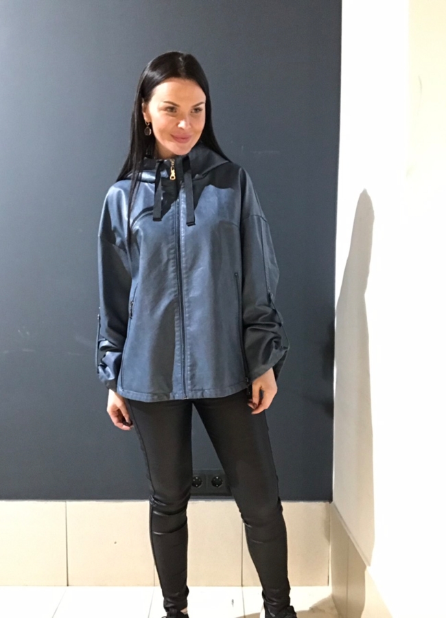 Куртка из эко кожи модель № 582-2 меха малина