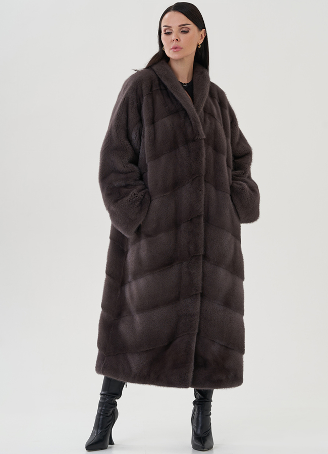 Длинная шуба из скандинавской норки модель № 24969 универмаг малина