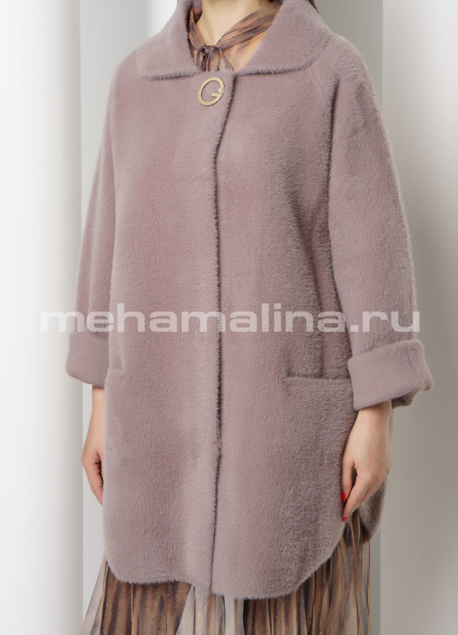 Пальто из микроворса с отложным воротником модель № 9826 универмаг малина