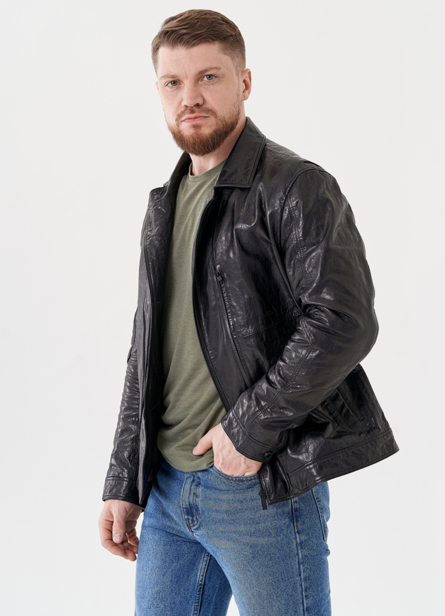 Мужская куртка из натуральной кожи модель № 24441 универмаг малина