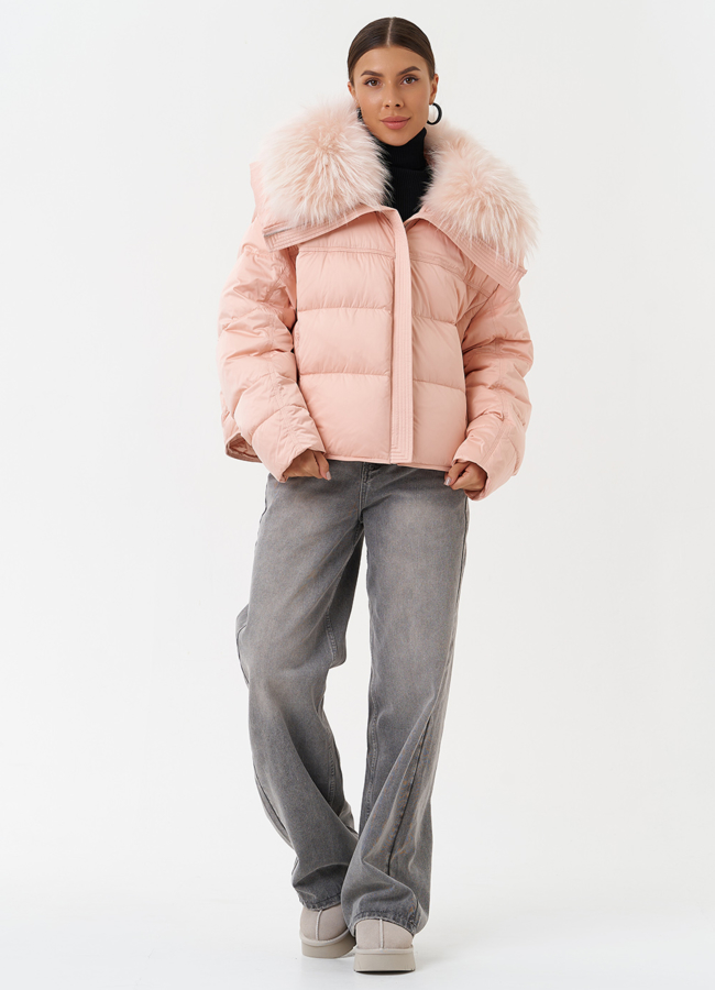 фото Оверсайз куртка с мехом песца модель № 28575