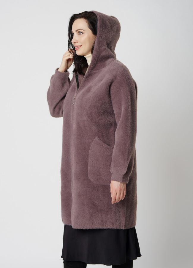 Женское пальто с капюшоном модель № 6601 универмаг малина