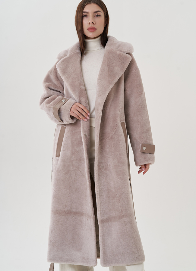 Длинное женское пальто из натуральной шерсти  модель № 25684 универмаг малина